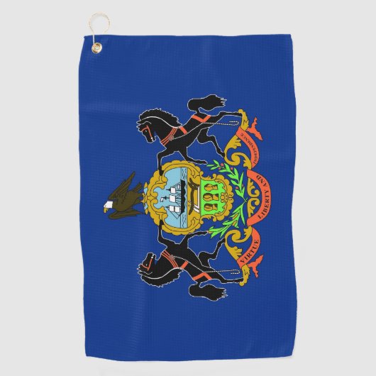 米国ペンシルバニア州旗を持つゴルフタオル ゴルフタオル (正面)