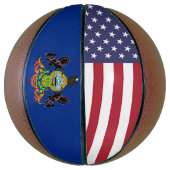米国ペンシルバニア州旗を持つフルサイズバスケットボール バスケットボール (縦)