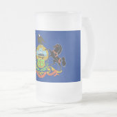 米国ペンシルバニア州旗を持つ曇りガラス製マグ フロストグラスビールジョッキ (正面右)