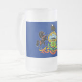 米国ペンシルバニア州旗を持つ曇りガラス製マグ フロストグラスビールジョッキ (正面左)