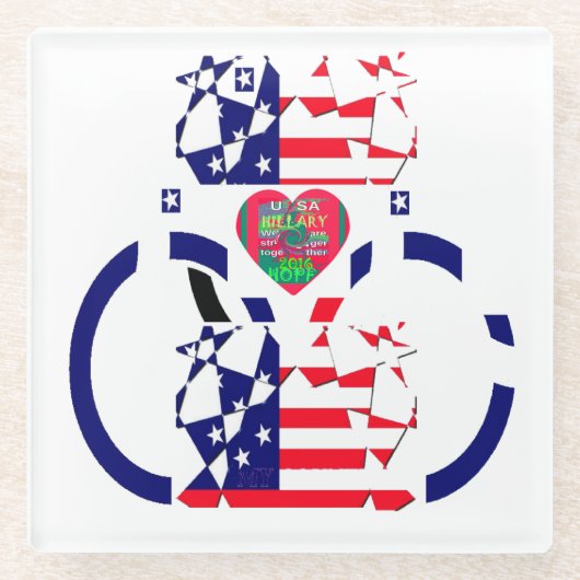 米国ホープ美しいアメージング国旗のデザインAr ガラスコースター (正面)