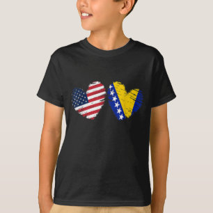 米国ボスニア・ヘルツェゴビナ国旗ハートボスニア語 Tシャツ