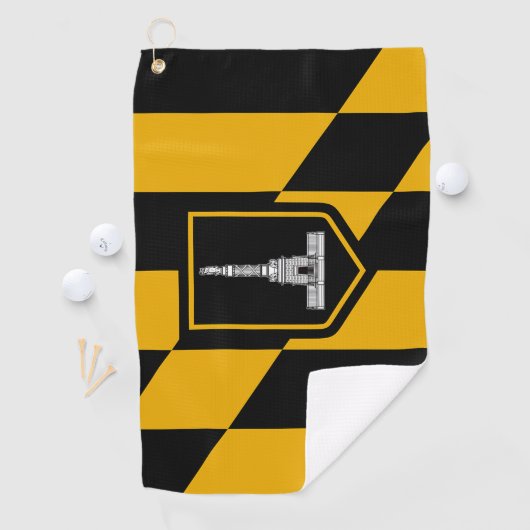 米国ボルチモア州旗を持つゴルフタオル ゴルフタオル (インサイチュ)