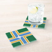 米国ポートランド州旗を持つガラスコースター ガラスコースター (アングル)