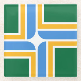 米国ポートランド州旗を持つガラスコースター ガラスコースター