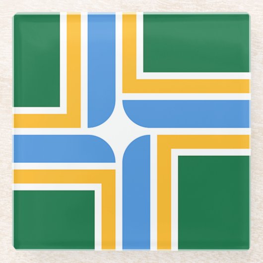 米国ポートランド州旗を持つガラスコースター ガラスコースター (正面)