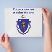 米国マサクト州旗を持つフライヤー チラシ (手)