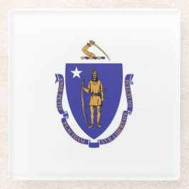 米国マサチューセッツ州旗を持つガラスコースター ガラスコースター