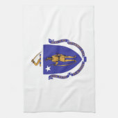 米国マサチューセッツ州旗を持つキッチンタオル キッチンタオル (縦)