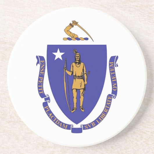 米国マサチューセッツ州旗を持つコースター コースター (正面)