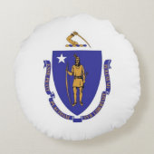 米国マサチューセッツ州旗を持つラウンド装飾用クッション ラウンドクッション (裏面)