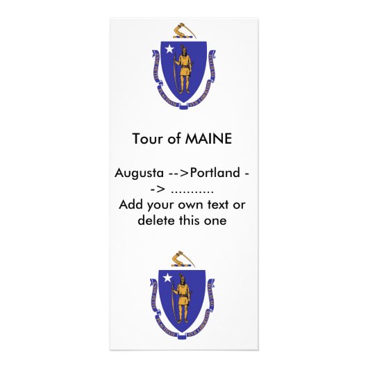 米国マサチューセッツ州旗を持つラックカード ラックカード (正面)