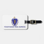 米国マサチューセッツ州旗を持つ荷札 ラゲッジタグ (正面横)