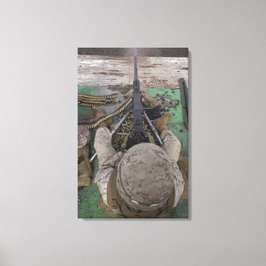 米国マリーン社はM2 50口径の機関銃を発射 キャンバスプリント (正面)