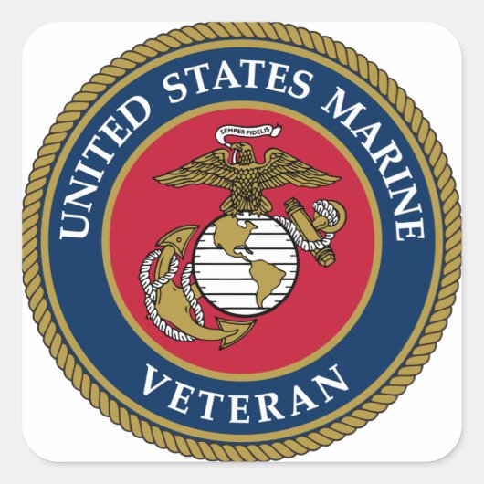 米国マリーン退役軍人ブルー スクエアシール (正面)