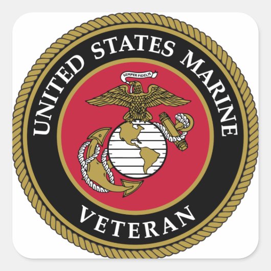 米国マリーン退役軍人ブルー スクエアシール (正面)
