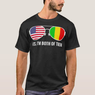 米国マリ国旗のサングラスマリ系アメリカ人泥 Tシャツ