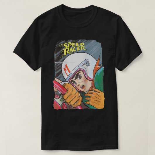 米国マンガスピードレーサーロゴ閉じる01白 Tシャツ (デザイン正面)