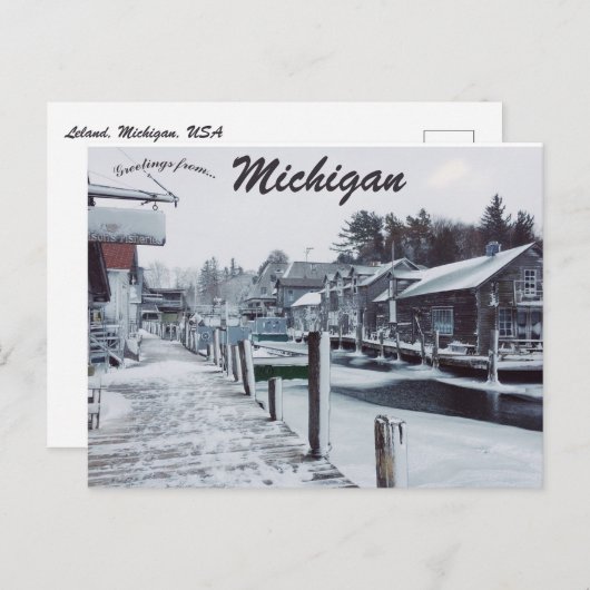 米国ミシガン州の雪の日 ポストカード (正面/裏面)