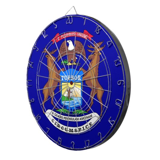 米国ミシガン州旗と共にダーツボード ダーツボード (正面右)