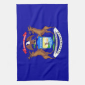 米国ミシガン州旗の付いたキッチンタオル キッチンタオル (縦)