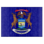 米国ミシガン州旗を持つガラス製カッティングボード カッティングボード (正面)