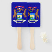 米国ミシガン州旗を持つハンドファンのセット ハンドファン (正面&裏面)