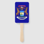 米国ミシガン州旗を持つハンドファンのセット ハンドファン (裏面)