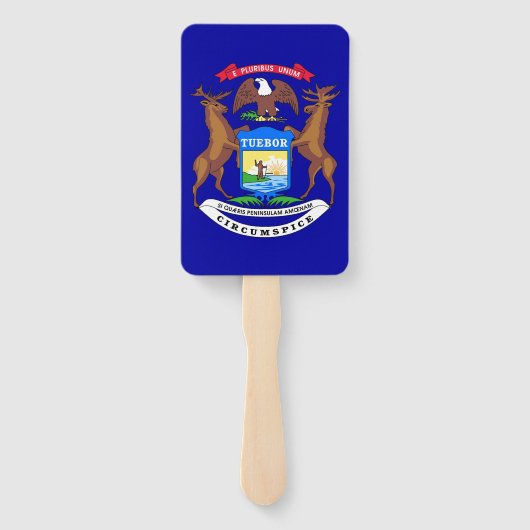 米国ミシガン州旗を持つハンドファンのセット ハンドファン (裏面)