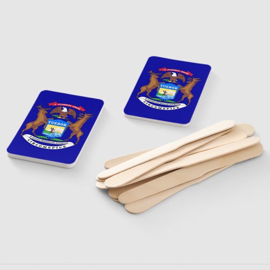 米国ミシガン州旗を持つハンドファンのセット ハンドファン (組立なし)