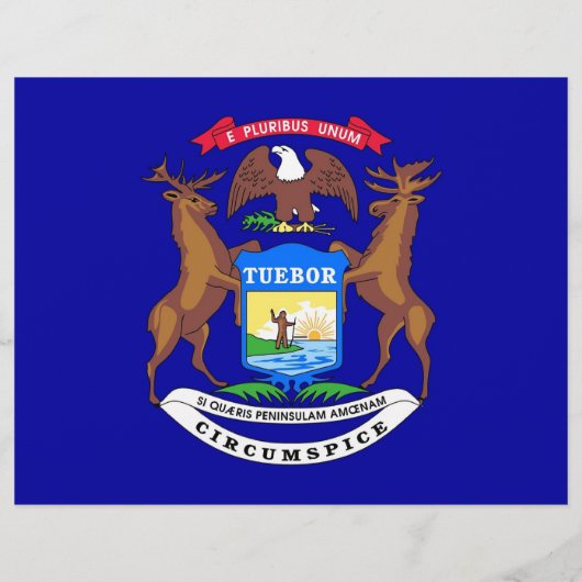 米国ミシガン州旗を持つフライヤー チラシ (裏面)