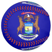 米国ミシガン州旗を持つ愛国的ソフトボール ソフトボール (正面左)