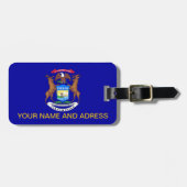 米国ミシガン州旗を持つ荷札 ラゲッジタグ (正面横)