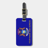 米国ミシガン州旗を持つ荷札 ラゲッジタグ (正面縦)