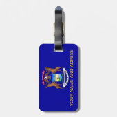 米国ミシガン州旗を持つ荷札 ラゲッジタグ (裏面縦)