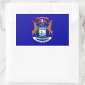 米国ミシガン州旗を貼った長方形シール 長方形シール (バッグ)