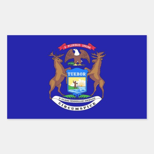 米国ミシガン州旗を貼った長方形シール 長方形シール (正面)