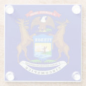 米国ミシガン州旗ガラスのコースター ガラスコースター (裏面)