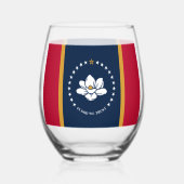 米国ミシシッピ州旗を持つワイングラス ステムなしワイングラス (正面)