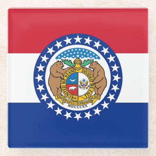 米国ミズーリ州旗を持つガラスコースター ガラスコースター (正面)