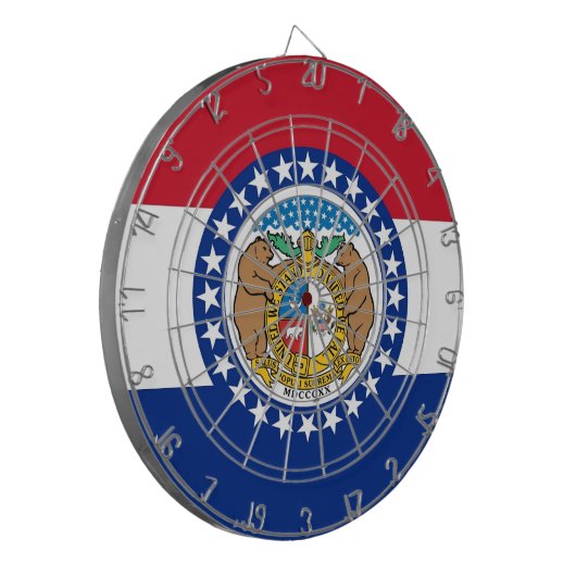 米国ミズーリ州旗を持つダーツボード ダーツボード (正面左)