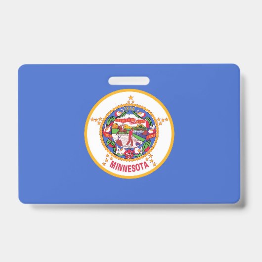 米国ミネソタ州ミネソタ州旗と州バッジ バッジ (正面)