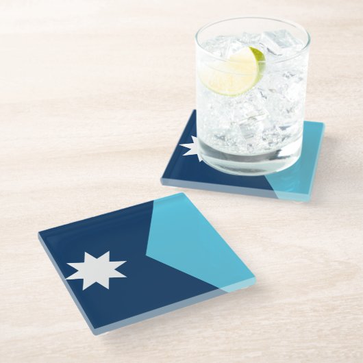 米国ミネソタ州旗を持つガラスコースター ガラスコースター (アングル)