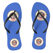 米国ミネソタ州旗を持つ大人のスリムストラップ ビーチサンダル (ソール)