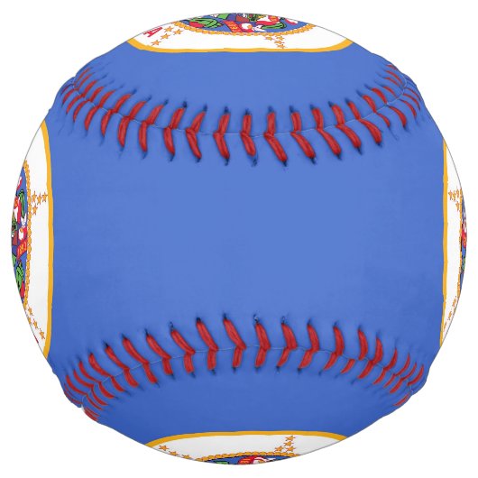 米国ミネソタ州旗を持つ愛国的ソフトボール ソフトボール (正面)