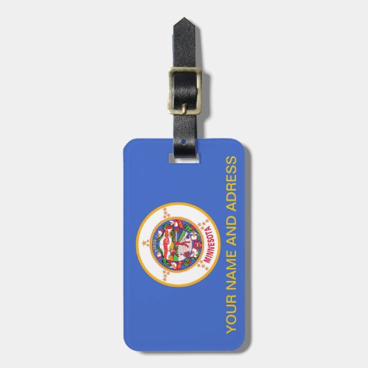 米国ミネソタ州旗を持つ荷札 ラゲッジタグ (正面縦)