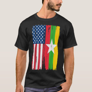 米国ミャンマー国旗Tシャツ304 Tシャツ