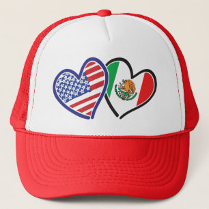 米国メキシコハート国旗 キャップ