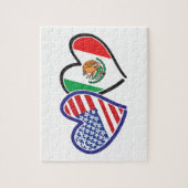 米国メキシコハート国旗 ジグソーパズル (縦)