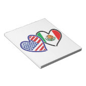 米国メキシコハート国旗 ノートパッド (アングル)